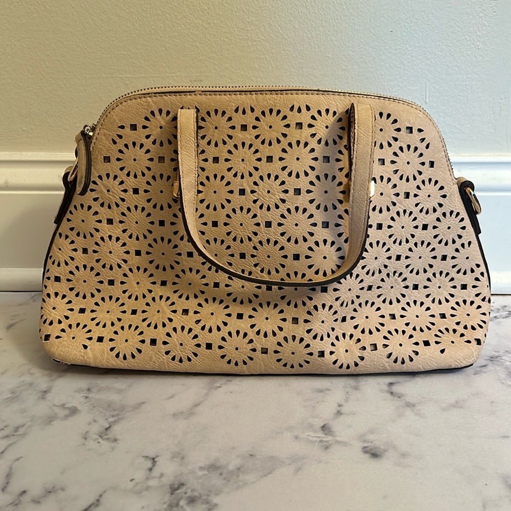 Street Level Texture Beige Satchel Handbag